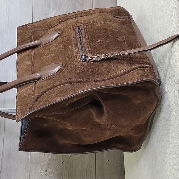 Celine Phantom Brown Leather Suede Tote Shoulder Bag Handbag - Picture 3 of 14